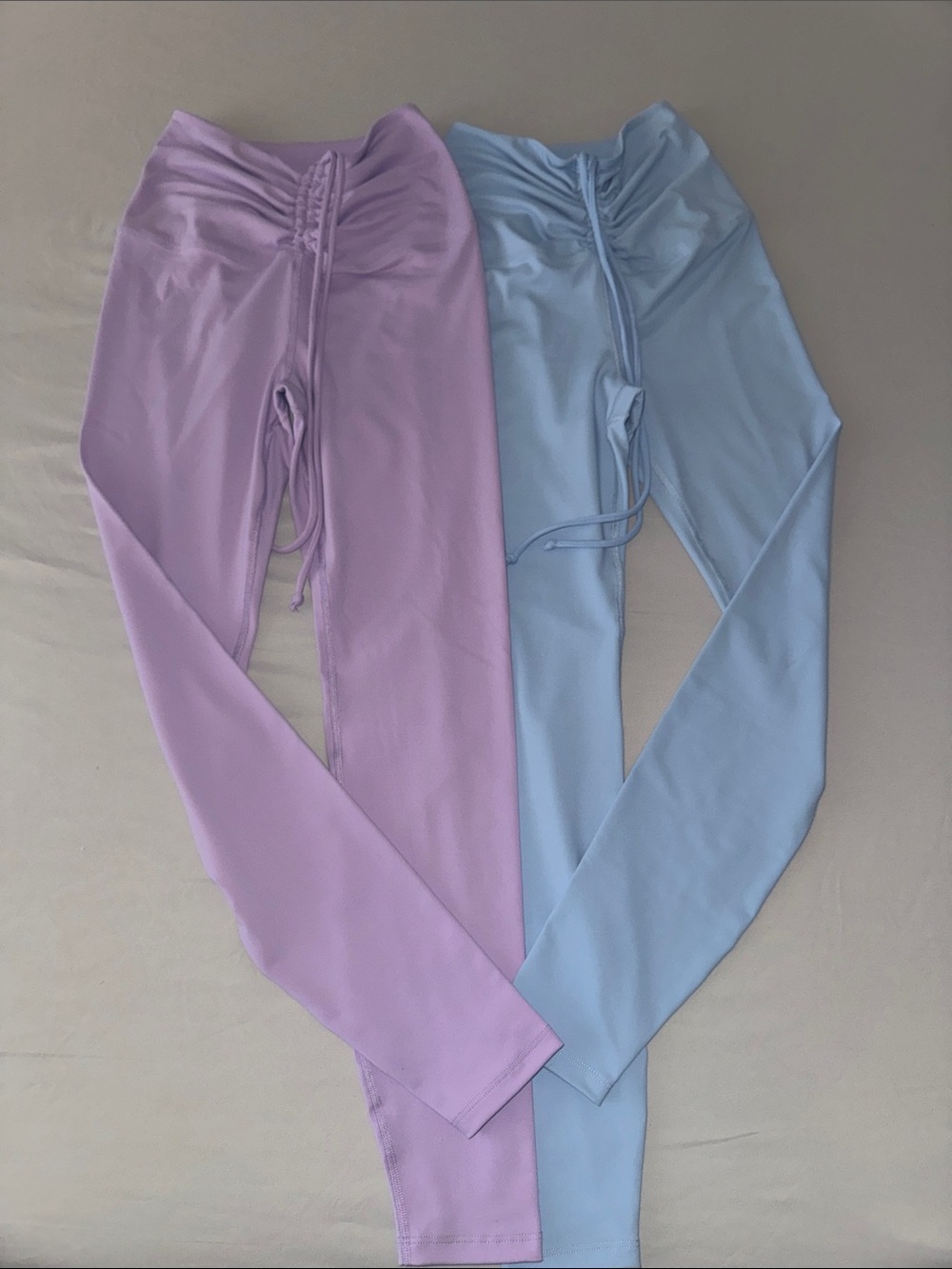 Year of Ours Ruched Drawstring Leggings — Lavender & Light Blue - Picture 1 of 8